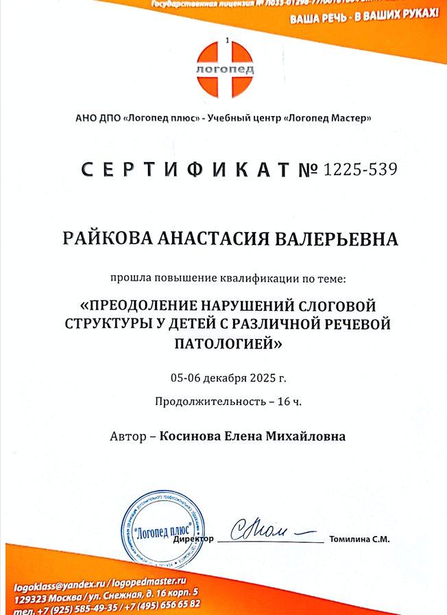 Сертификат — ЛогоЛадошки, 2022